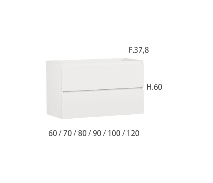 Mueble de baño color madera fondo reducido 37.8 cm Bruntec Vilma Croquis 5