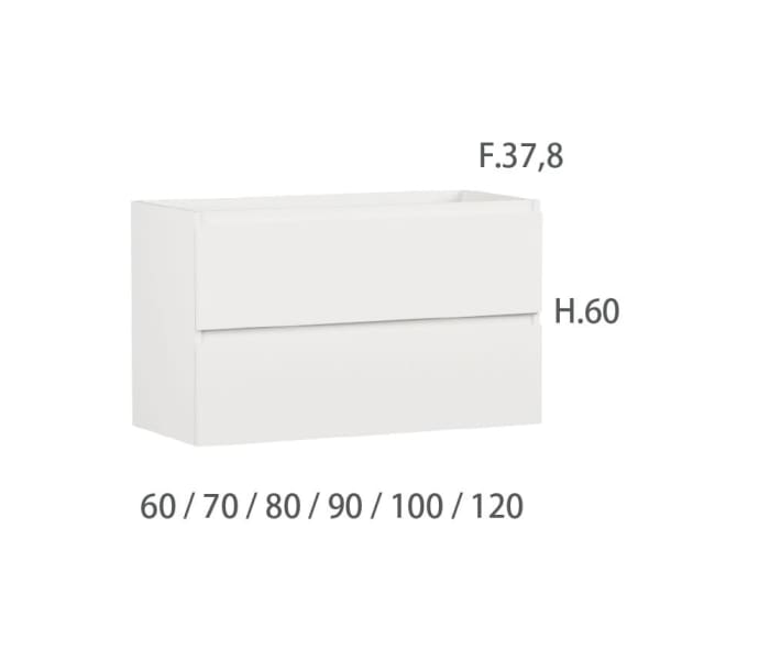 Mueble de baño color madera fondo reducido 37.8 cm Bruntec Vilma Croquis 11