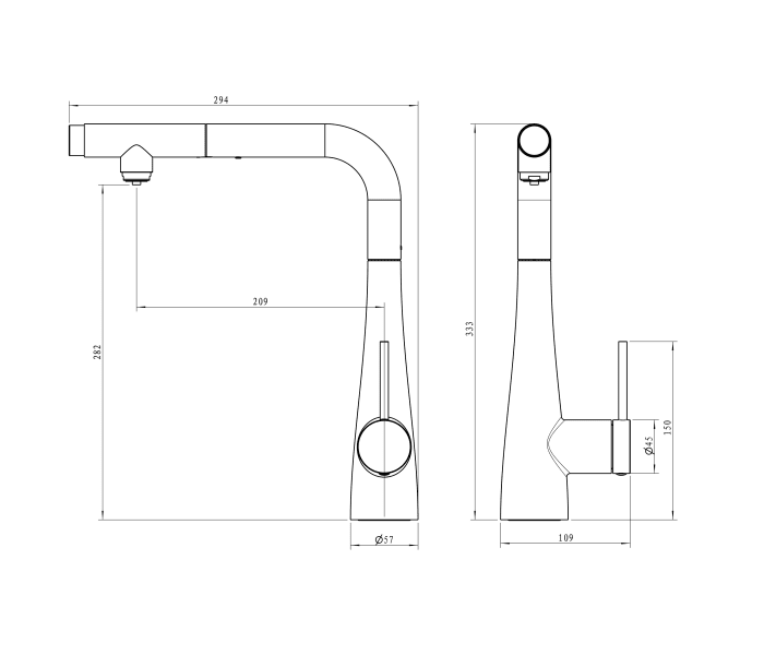 Grifo de cocina Imex Split Croquis 7