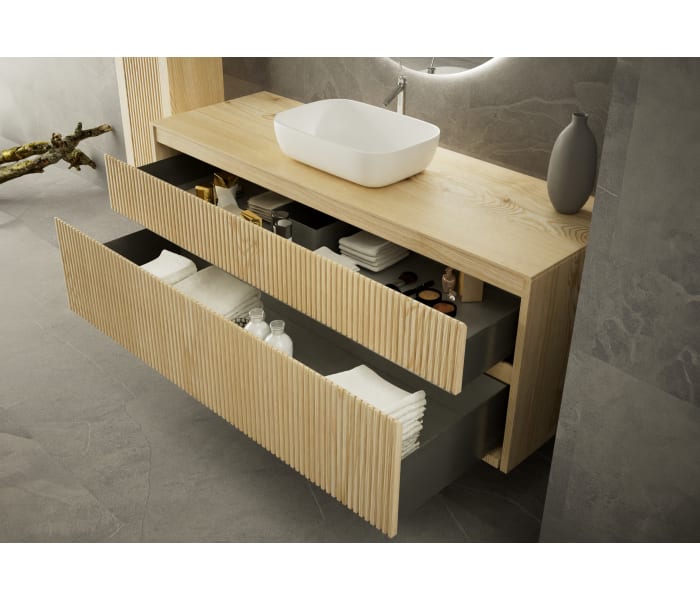 Mueble de baño con encimera de madera maciza Bruntec Alpes Detalle 3