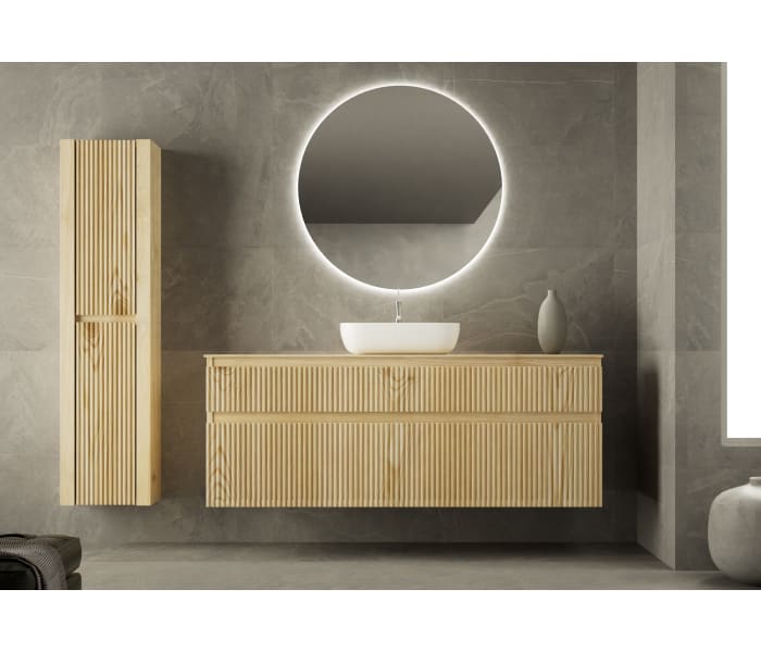 Mueble de baño con encimera de madera maciza Bruntec Alpes Principal 2