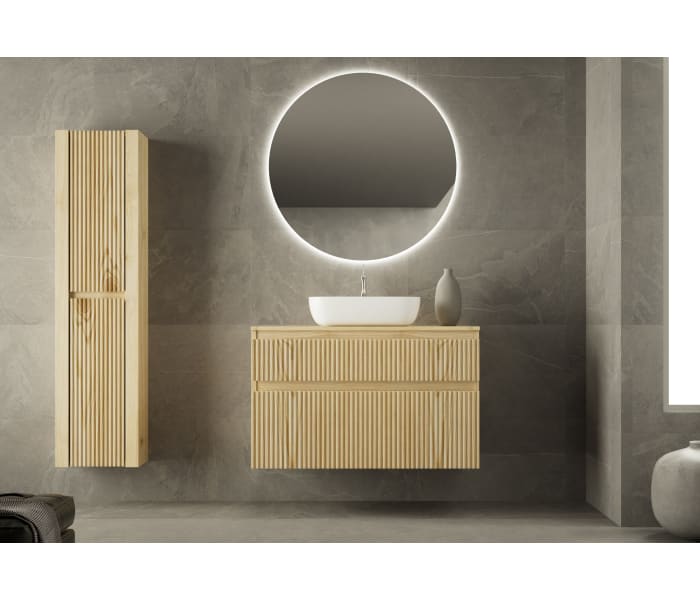 Mueble de baño con encimera de madera maciza Bruntec Alpes Principal 1