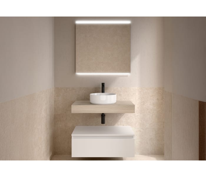 Conjunto mueble de baño con encimera de madera y cajonera Salgar Domus Principal 3