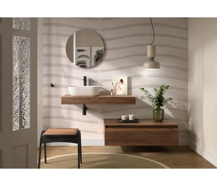 Conjunto mueble de baño con encimera de madera y cajonera Salgar Domus Principal 2