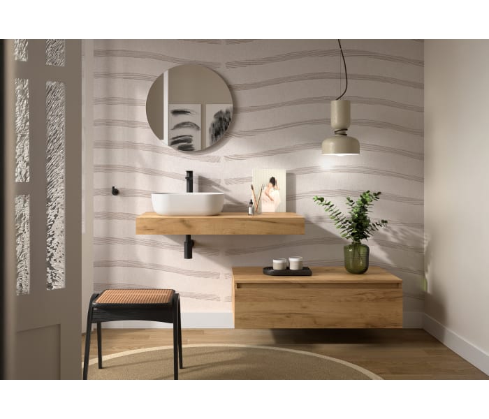 Conjunto mueble de baño con encimera de madera y cajonera Salgar Domus Principal 0