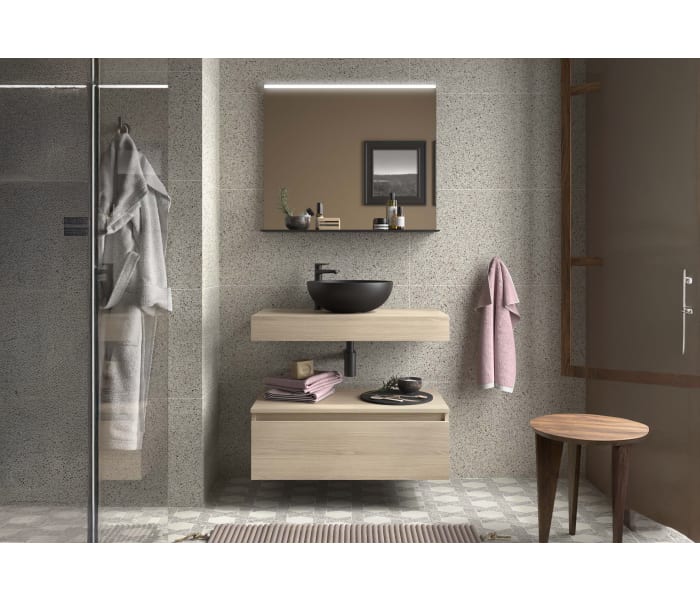 Conjunto mueble de baño con encimera del mismo color del mueble y cajonera Salgar Domus Ambiente 7