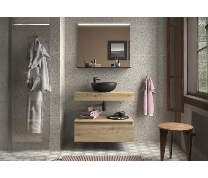 Conjunto mueble de baño con encimera del mismo color del mueble y cajonera Salgar Domus Ambiente 8