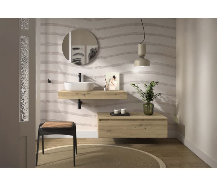 Conjunto mueble de baño con encimera del mismo color del mueble y cajonera Salgar Domus Principal 0