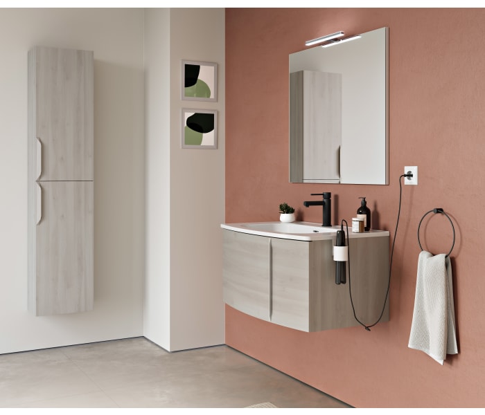 Pack de baño Compact blanco brillo moderno (INCLUYE LAVABO Y ESPEJO)