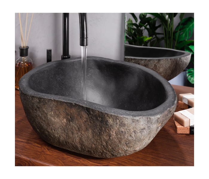 Lavabo sobre encimera de ArtandBath de piedra de río Akutan