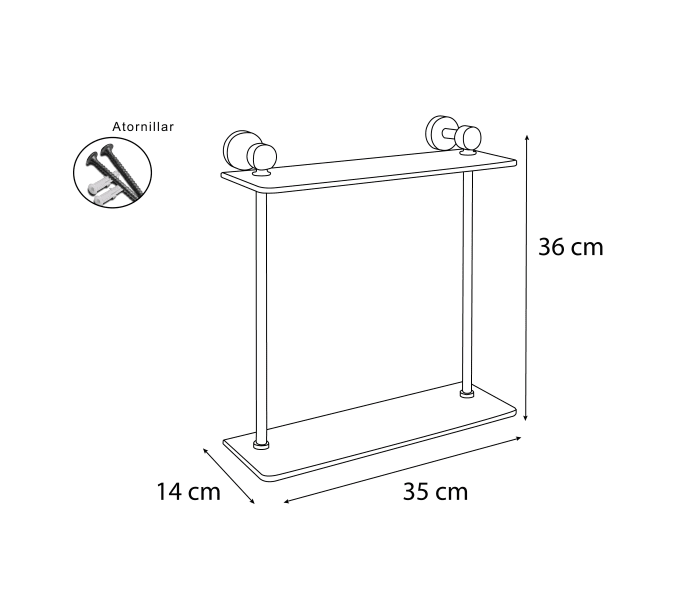 Repisa de baño doble Bruntec Croquis 1