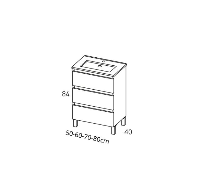 Conjunto mueble de baño fondo reducido 40 cm Viso Nido Croquis 7