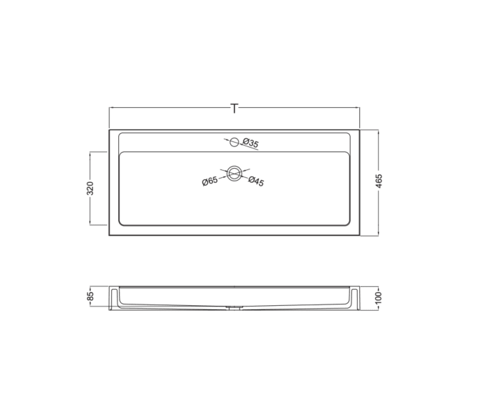 Lavabo encastrado Coycama Zafiro Croquis 3