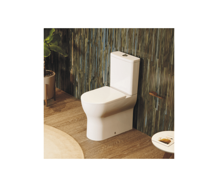 Pack de Inodoro completo con cisterna baja y tapa BTW adosado a pared  Rimflush en color blanco modelo WINNER marca UNISAN