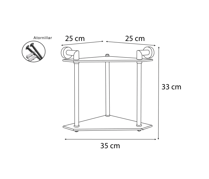 Repisa de baño doble Bruntec Croquis 1