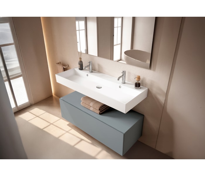 Conjunto mueble de baño con lavabo de cerámica de 12 cm de alto y cajonera Viso Nomad Principal 9