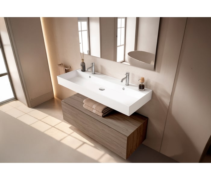 Conjunto mueble de baño con lavabo de cerámica de 12 cm de alto y cajonera Viso Nomad Principal 11