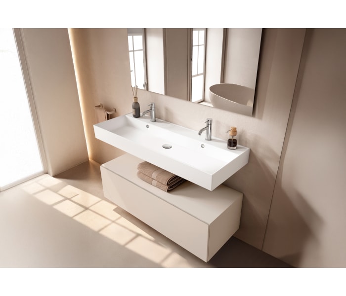 Conjunto mueble de baño con lavabo de cerámica de 12 cm de alto y cajonera Viso Nomad Principal 7