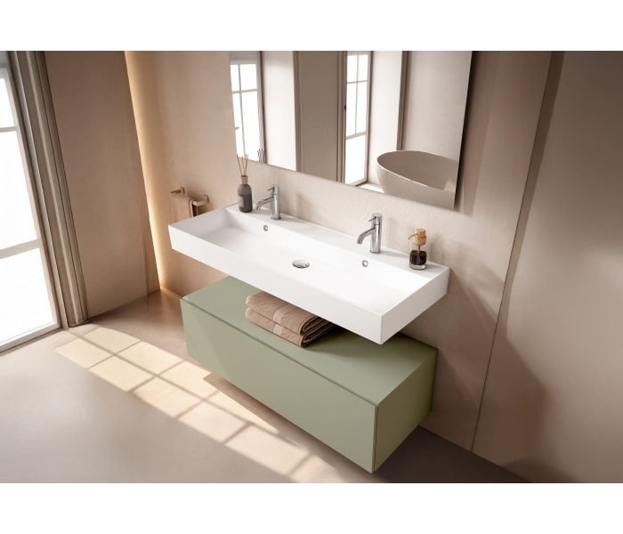 Conjunto mueble de baño con lavabo de cerámica de 12 cm de alto y cajonera Viso Nomad Principal 5