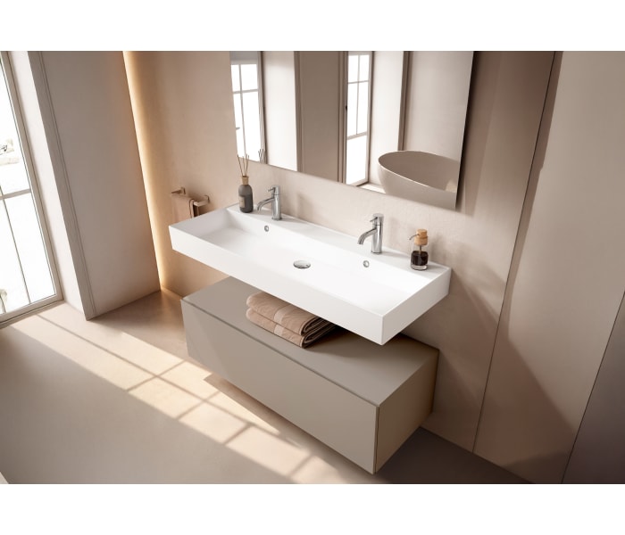 Conjunto mueble de baño con lavabo de cerámica de 12 cm de alto y cajonera Viso Nomad Principal 10