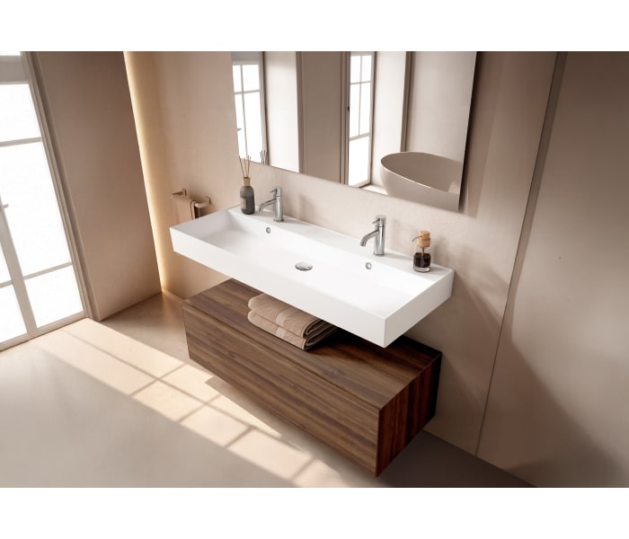 Conjunto mueble de baño con lavabo de cerámica de 12 cm de alto y cajonera Viso Nomad Principal 4