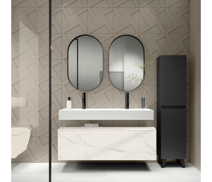 Conjunto mueble de baño con lavabo de cerámica de 12 cm de alto y cajonera Viso Bath Nomad Principal 2