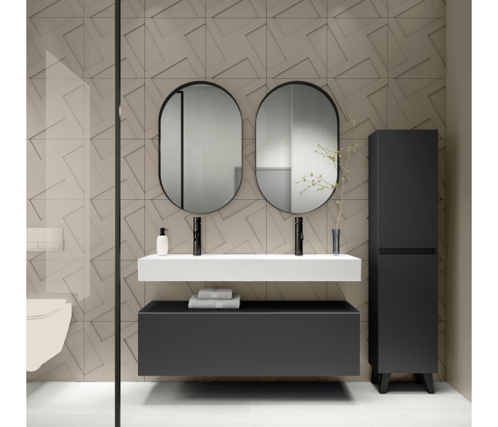Conjunto mueble de baño con lavabo de cerámica de 12 cm de alto y cajonera Viso Bath Nomad Principal 0