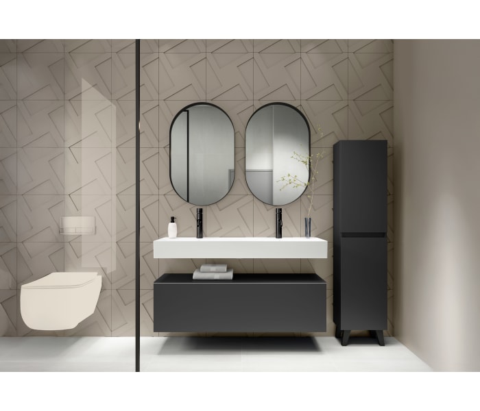 Conjunto mueble de baño con lavabo de cerámica de 12 cm de alto y cajonera Viso Nomad Principal 1