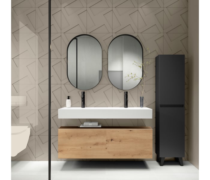 Conjunto mueble de baño con lavabo de cerámica de 12 cm de alto y cajonera Viso Bath Nomad Principal 3