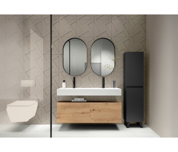 Conjunto mueble de baño con lavabo de cerámica de 12 cm de alto y cajonera Viso Nomad Principal 0