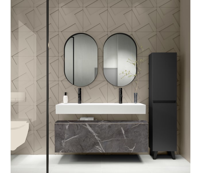 Conjunto mueble de baño con lavabo de cerámica de 12 cm de alto y cajonera Viso Bath Nomad Principal 4
