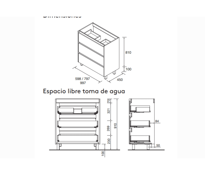 Conjunto mueble de baño Salgar Noja Croquis 14