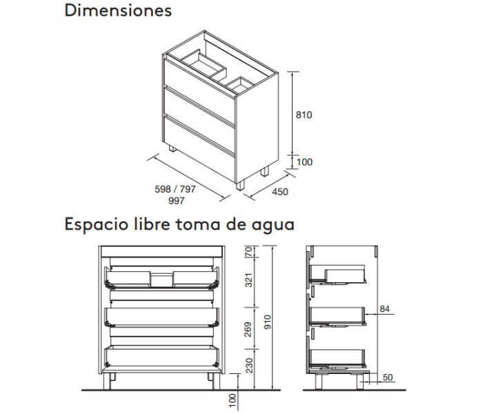 Conjunto mueble de baño Salgar Noja Croquis 14