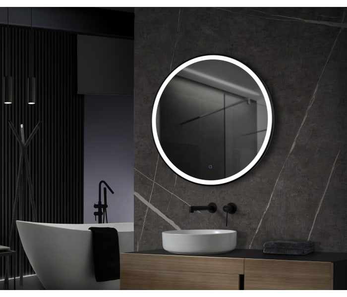 ▷ESPEJO BAÑO CON LUZ LED GLOBE NEGRO Barato