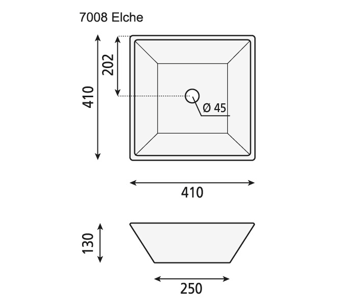 Lavabo sobre encimera Bruntec Elche Croquis 2