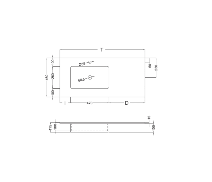 Lavabo encastrado Coycama Ambar Croquis 4