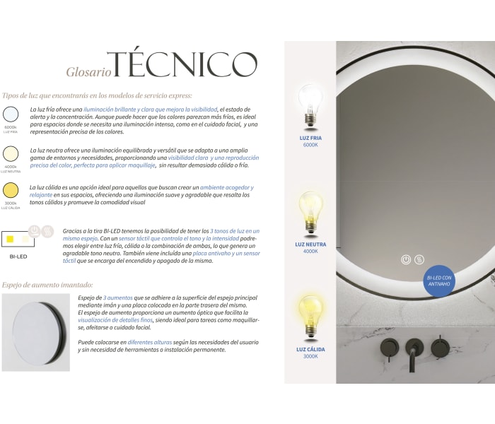 Espejo de baño con luz LED Bruntec Dune opción 6