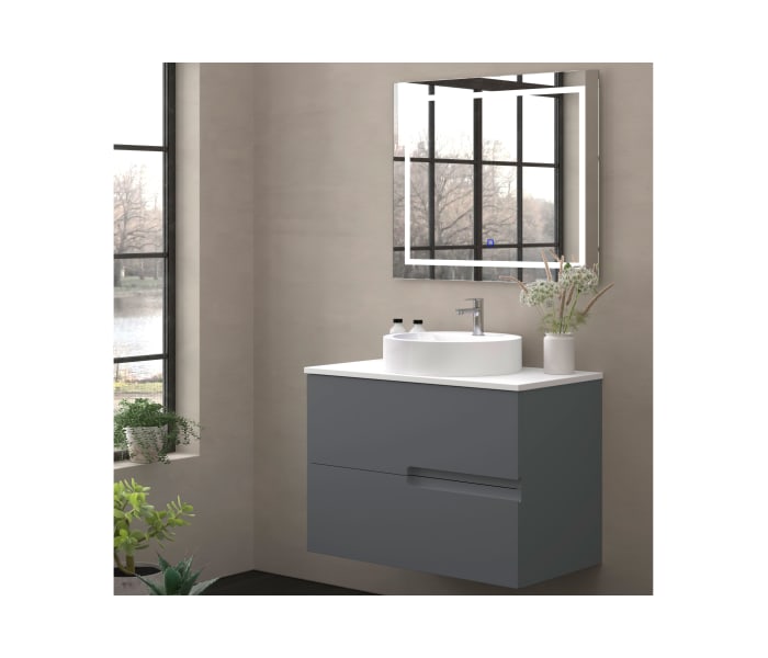 Mueble de baño con encimera piedra compactada blanca Bruntec Lia colores Principal 5