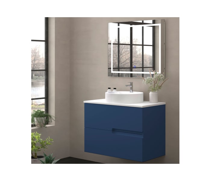 Mueble de baño con encimera piedra compactada blanca Bruntec Lia colores Principal 7