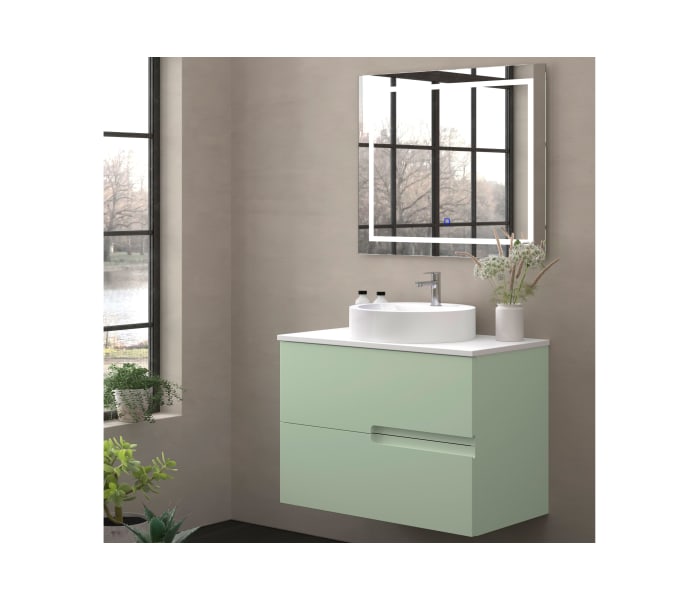 Mueble de baño con encimera piedra compactada blanca Bruntec Lia colores Principal 8