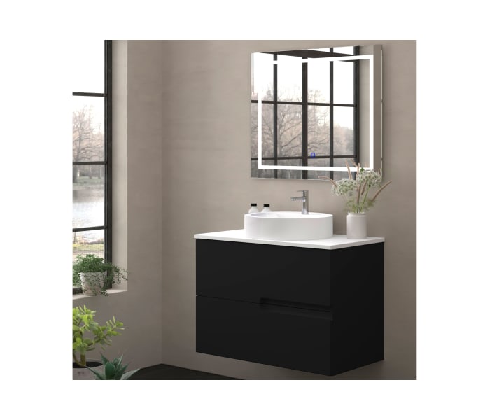 Mueble de baño con encimera piedra compactada blanca Bruntec Lia colores Principal 0