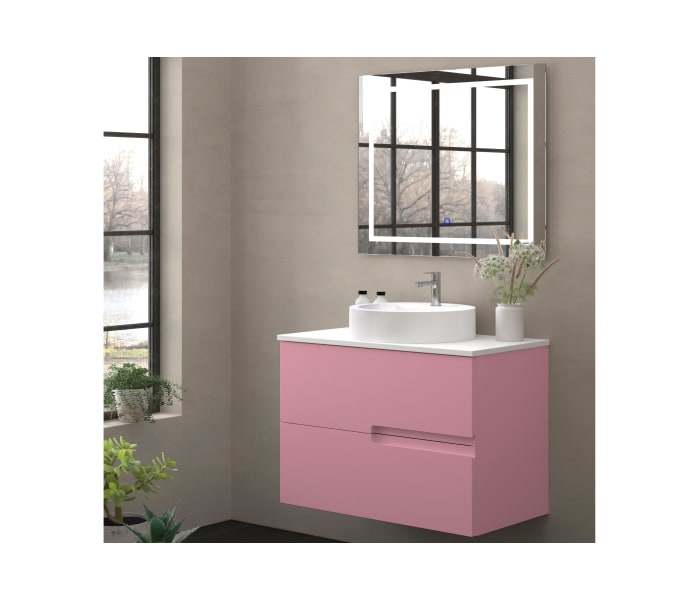 Mueble de baño con encimera piedra compactada blanca Bruntec Lia colores Principal 9
