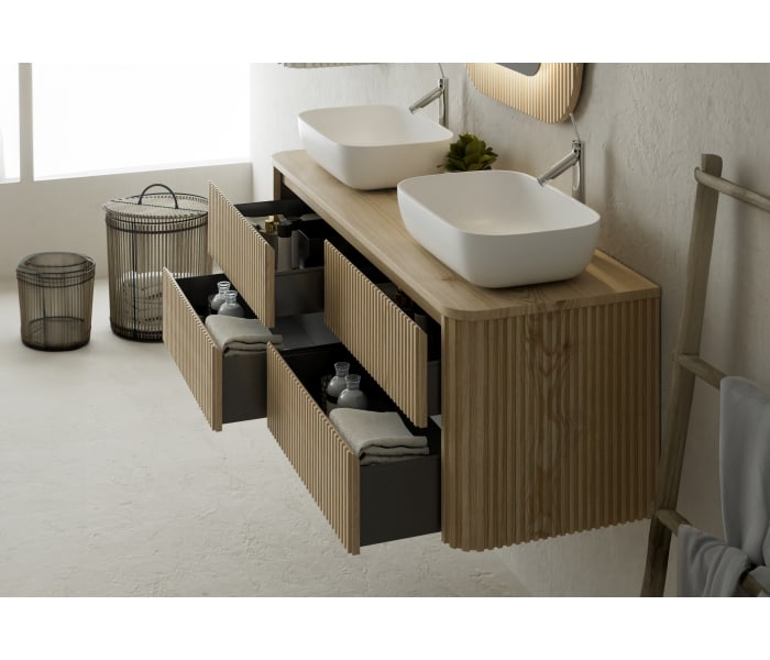 Mueble de baño con encimera de madera maciza Bruntec Baviera Detalle 2