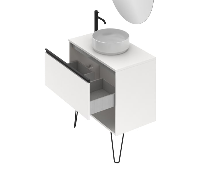 Conjunto mueble de baño con lavabo sobre encimera Amizuva Yoko Top Detalle 4