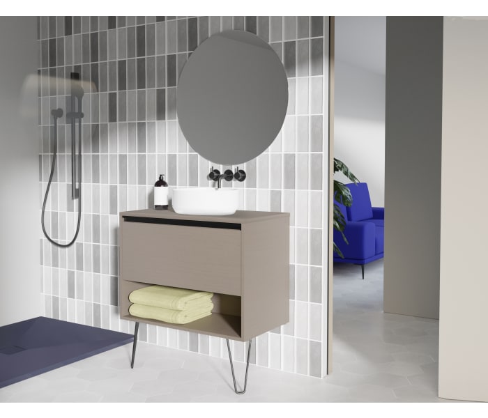 Conjunto mueble de baño con lavabo sobre encimera Amizuva Yoko Top Principal 2