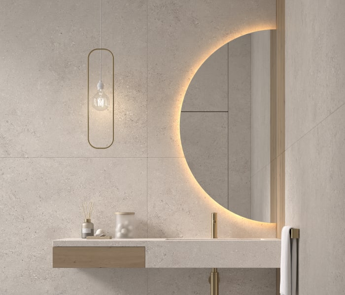 Espejo de Baño con Iluminación LED 50x100 cm con Estante y Marco
