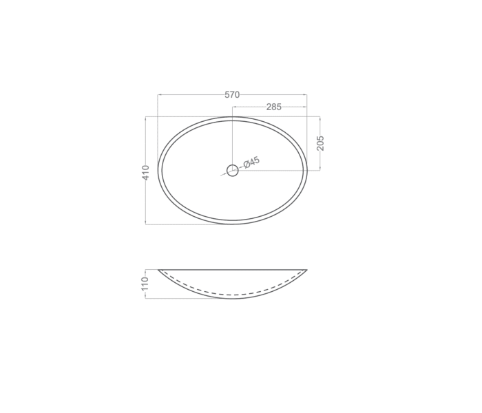 Lavabo sobre encimera Coycama Orbit Croquis 19