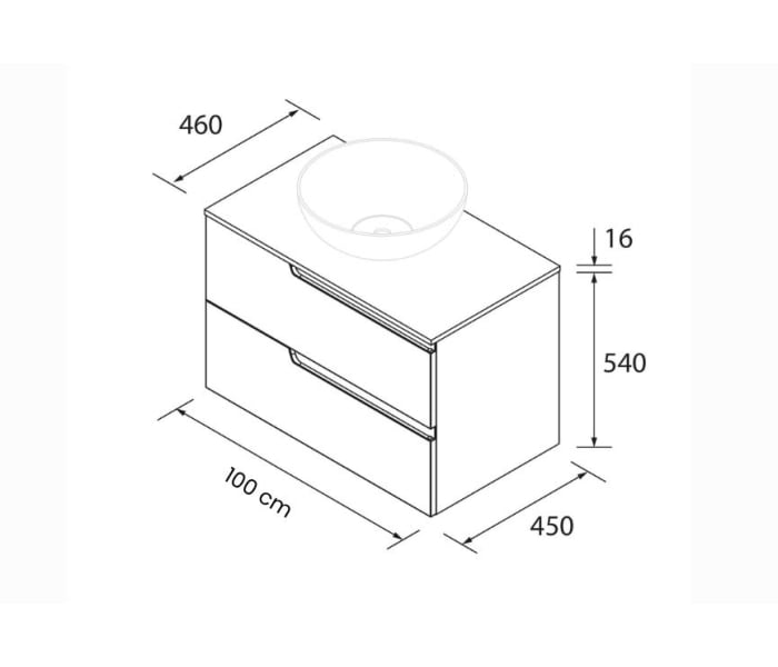 Mueble de baño con encimera roble montana Salgar Vima Croquis 1