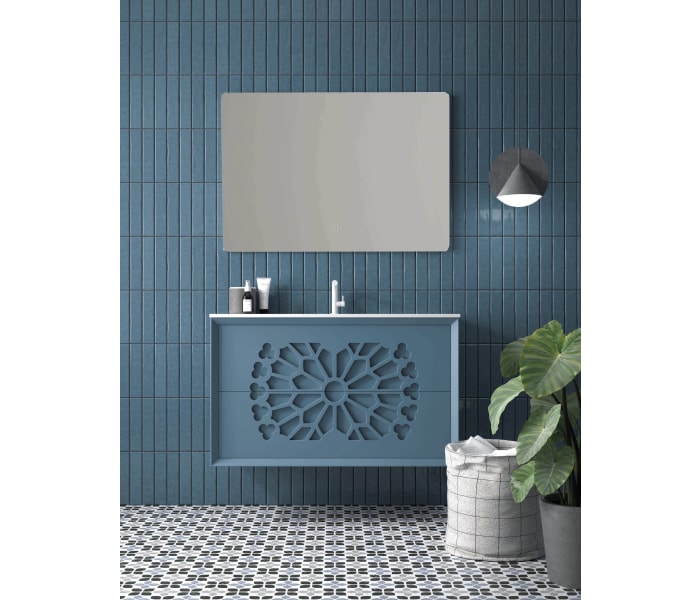 Mueble de Baño con Dos Cajones y Espejo de Pared