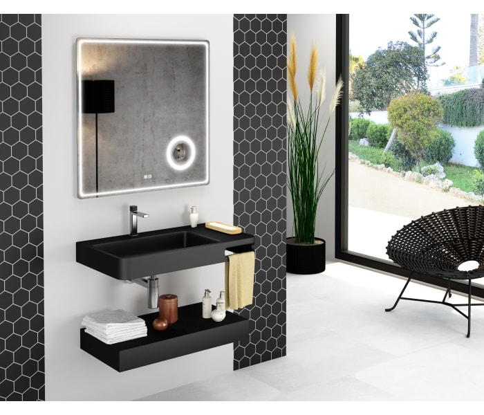 Lavabo de encimera NT8559 de resina mineral - Ø 36cm - color  seleccionable:Sin sistema de drenaje, Sin